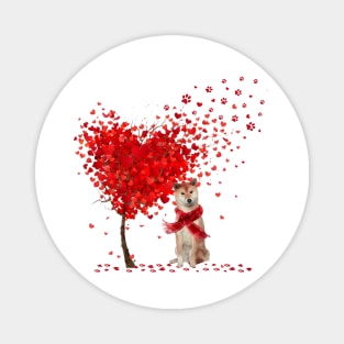 Happy Valentine's Day Heart Tree Love Shiba Inu Magnet